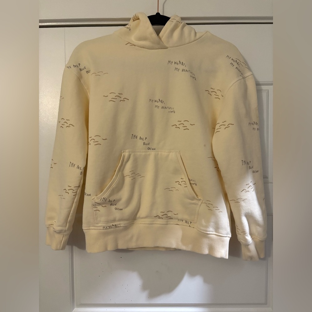 Zara Girls Cream Gold Text Graphic Print School  Sweat Shirt Top 11 12 (A8)‎